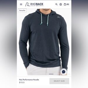 Rhoback Hesi Performance Hoodie Heather Grey Size Large